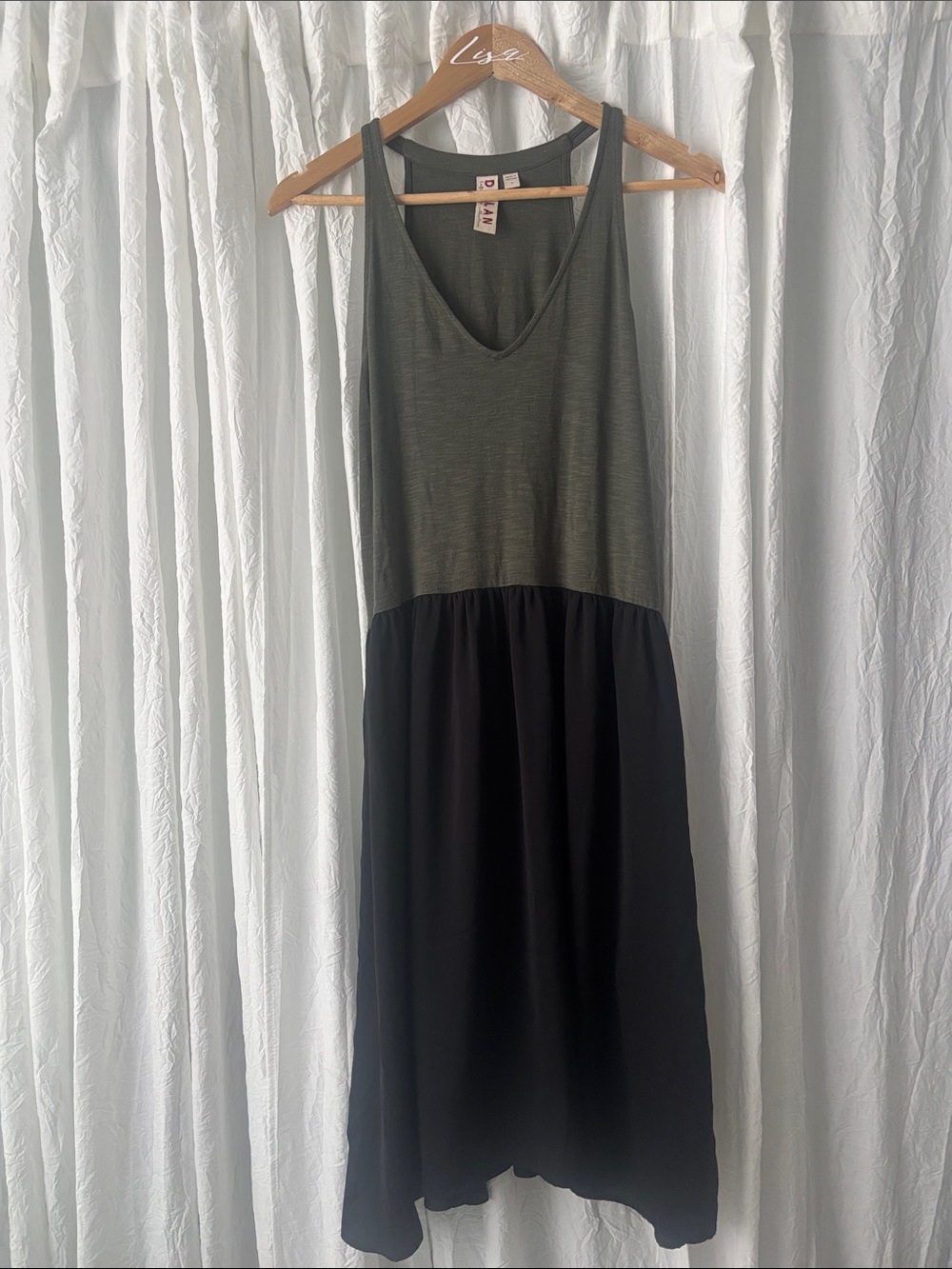dolan Olive Green and Black Sleeveless Maxi Dress